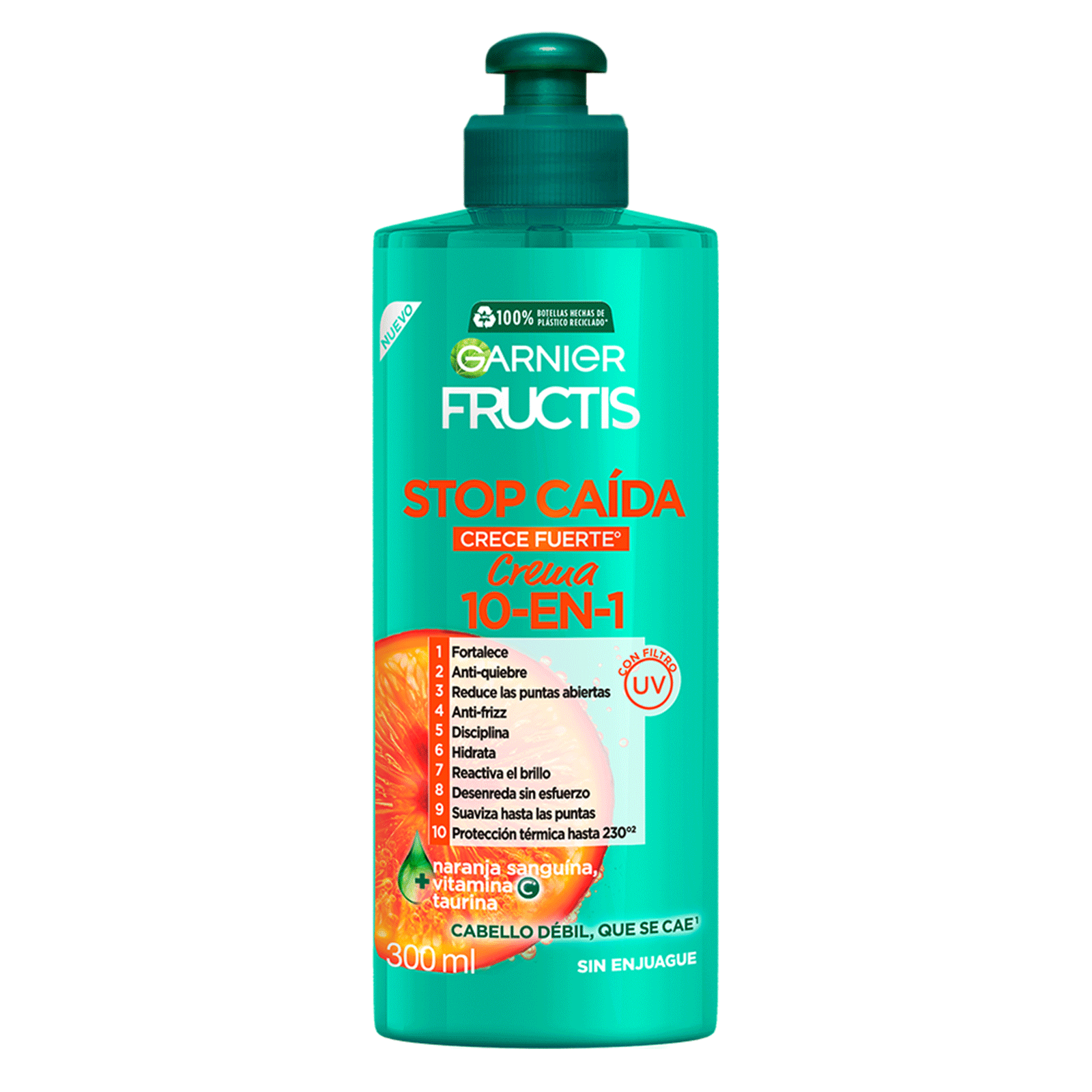 Crema para cabello Garnier Fructis Stop Caída Crece Fuerte con vitamina C° que reduce la caída del pelo con formula vegana